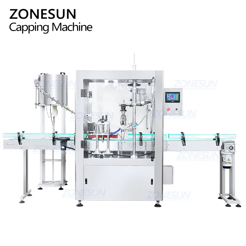 ZONESUN ZS-XG440Z Automatic Linear Olive Oil Gin Liqueur Rum Glass Bottle Aluminum Pilfer Proof Crimping Ropp Capping Machine