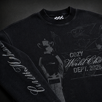 T-shirt à manches longues en tricot gaufré Yingling, imprimé graphique vintage course automobile, col rond thermique, coupe ample streetwear, OEM ODM Vente en gros