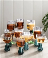 2024 nouveau Style verre à vin rouge et verres à Champagne sans plomb haute Borosilicate rayé gobelet Dessert tasses
