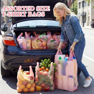 ถุงใส่เสื้อยืดแบบซีลความร้อนย่อยสลายได้ทางชีวภาพ ถุงพลาสติก PE สำหรับช้อปปิ้ง ใส่ขยะ ใส่ของชำ ถุงขายปลีกแบบมีหูหิ้ว สำหรับธุรกิจ ซูเปอร์มาร์เก็ต - Product Image 3