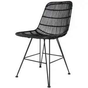 Açık kafe sandalyesi metal bacaklar dize tasarım siyah rattan sandalyeler açık rattan restoran sandalye