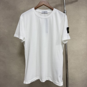 T-shirt en coton pour homme, coupe classique, col rond, manches courtes, couleur unie, style décontracté, logo sur la manche gauche - Product Image 2