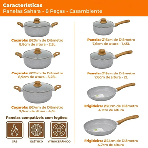 Juego de Ollas y Sartenes de Cerámica Moderna de Alta Calidad con Revestimiento de Mármol, Tapas de Vidrio, Asas de Baquelita, Antiadherentes, 6 Piezas, de Aluminio - Product Image 2