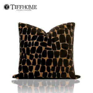 Funda de Almohada TiffHome Textiles Negra y Dorada, Diseño de Terciopelo Cortado con Patrón de <span class=keywords><strong>Roca</strong></span>, Cojín Cuadrado de Alta Gama, Cojín Lumbar Personalizable - Product Image 2