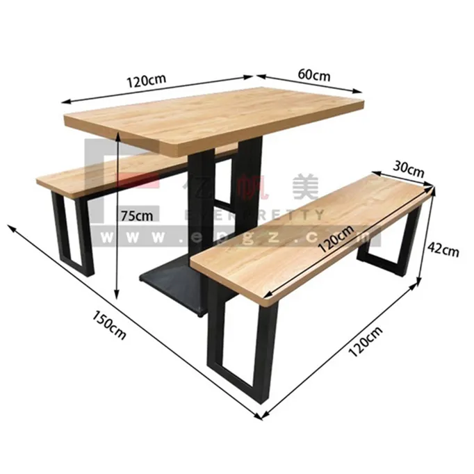 Wooden Dining Furniture 4 Seater Steel Frame Dining Table Chair China Tables and Chairs Commercial Restaurant Chair and Table