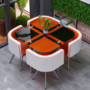 Glass <strong>Dining</strong> Table and <strong>Chairs</strong> <strong>Set</strong> <strong>of</strong> <strong>4</strong> for Small Kitchen Dinette 5 Piece Contemporary Tempered Glass Square Table and <strong>4</strong> <strong>Chairs</strong> - Product Image 3