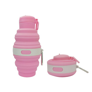 Botella de Agua Plegable de Silicona Rosa, Portátil, para Senderismo, Camping y Uso al Aire Libre - Product Image 1