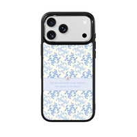 Coque de téléphone AG Feeling Black Edge avec motif floral bleu clair doré pour iPhone 17, 17 Pro Max, 16 Pro, 15 – Coque magnétique