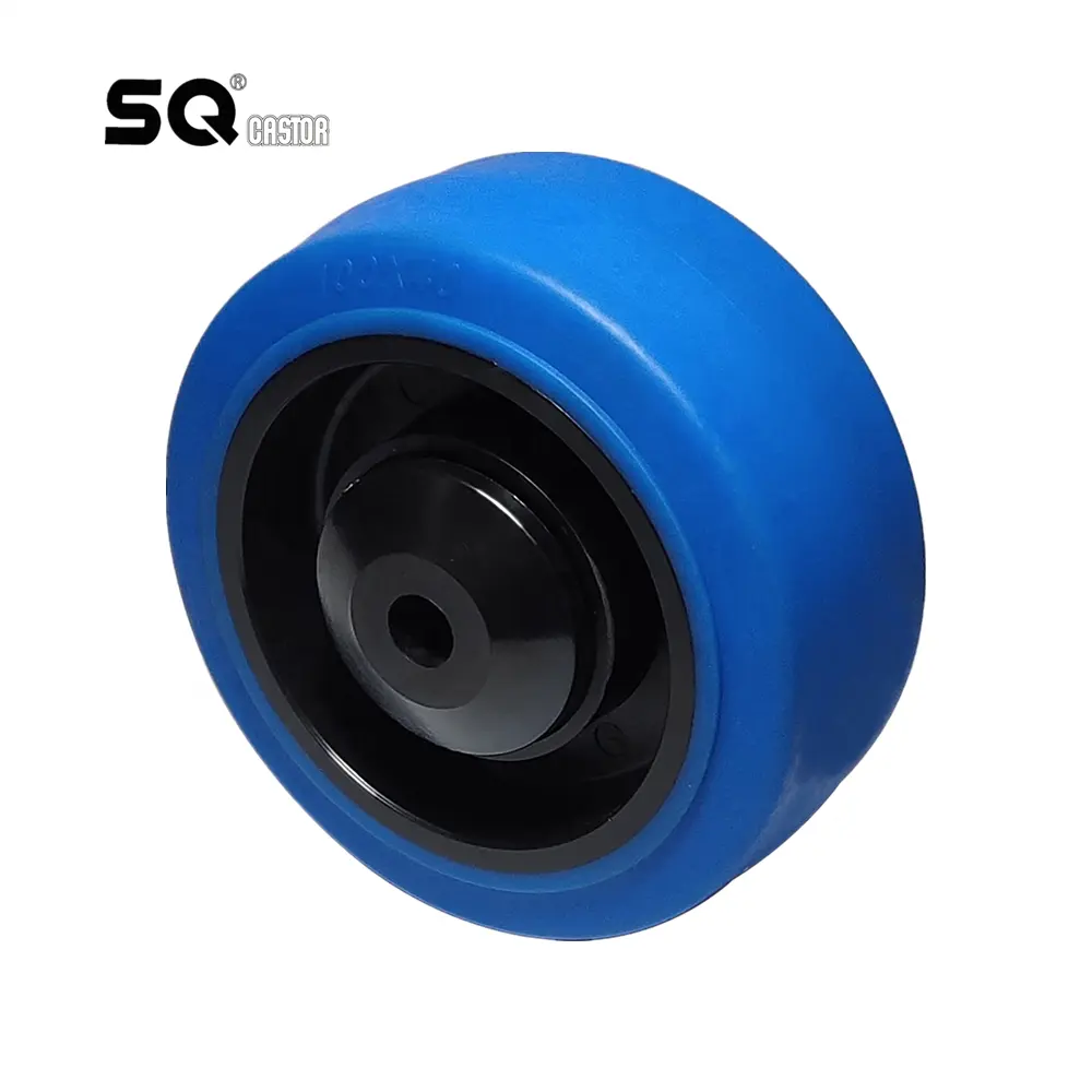SQ Castor อุตสาหกรรม4นิ้ว5นิ้วสีฟ้ายางยืดหยุ่นล้อหมุนล้อสำหรับกรณีการบิน