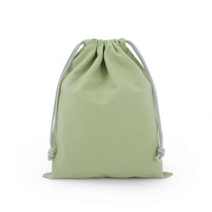 Sac en toile de coton blanc vierge avec cordon de serrage pour transfert thermique, idéal pour l'emballage cadeau écologique et le rangement. - Product Image 5