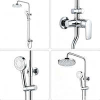 Système de douche moderne en laiton chromé avec mitigeur céramique à poignée unique, douchette à effet pluie et ensemble de douche réglable pour salle de bain
