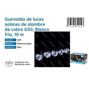 Guirnalda de Luces Solares de 10 Metros G50 con Cable de Cobre IP65 para Decoración de Jardín Exterior - Product Image 2