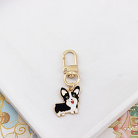Mignon porte-clés en métal émaillé en forme de chien Corgi et Shiba Inu, avec fermoir doré, breloque de sac, pendentif décoratif, jouet animal, cadeau, vente en gros