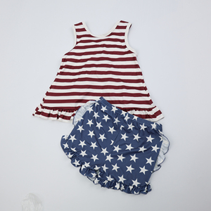 Conjuntos Cortos para <span class=keywords><strong>Niñas</strong></span> Súper Lindos, Libres de Aranceles, Marca Qingli OEM, Sin Pedido Mínimo, Ropa de Bebé Personalizada de Boutique, 4 de Julio - Product Image 4