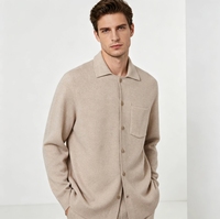 Cardigan en maille pour homme à col, boutonnage frontal, poche poitrine, doux, léger, manches longues, coupe décontractée, décontracté, automne