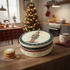 Recipiente Metálico Kontensan ER193EA de 3.6L con Tapa Deslizante, Diseño de Rayas y Borde Cuadriculado, para Guardar Galletas - Product Image 3