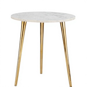 Mesa Auxiliar Redonda Moderna de Metal con Acabado Bronce, Tipo de Pie, para Sala de Estar, Diseño Duradero - Product Image 1