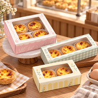 Boîte à tartelettes portugaises personnalisée GLY PACK avec fenêtre et insert de séparation, emballage imprimé pour pâtisseries, desserts à emporter
