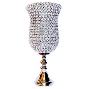 Mesa de boda con acabado plateado aluminio metal cristal transparente de la mejor calidad al por mayor centro de mesa decorado para el hogar uso de velas - Product Image 1