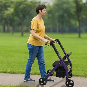Factory Purple Plegable 4 ruedas Aleación de aluminio Altura ajustable Andador Ayuda de movilidad para personas <span class=keywords><strong>mayores</strong></span> Rollator - Product Image 3