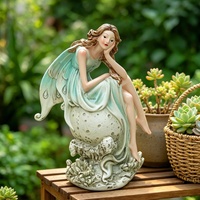 Märchenhafte Bemalte Blumen-Feen-Figur aus Harz Geflügelte Waldfee für Innenraum-Tischdekoration