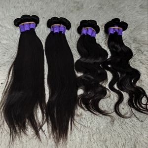 Letsfly ขายส่งผมแท้เวอร์จินเกรด 8A มาเลเซีย แบบ Remy ต่อผมด้วยเครื่องจักร แบบ Double Weft ผมตรง 100% สำหรับผู้หญิงผิวสี ขนาด 12-24 นิ้ว - Product Image 1