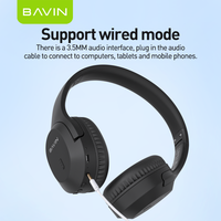 BAVIN Headset suara HiFi BH50, headphone Headset dua mode Bluetooth nirkabel latensi Gaming rendah