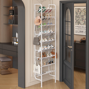9 Layer Freestanding <b>Shoe</b> Organizer With 12 Hooks Adhesive Vertical Storage <b>Rack</b> for Entryway and Walk-In Closet 18 Pairs <b>Shoes</b> - Product Image 2