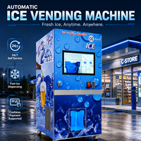 Máquina Expendedora de Hielo Automática, Máquina de Hielo de Autoservicio 24 Horas con Sistema de Embolsado para Gasolineras y Negocios de Playa