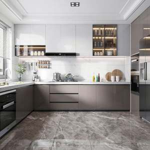 Modern Full <b>Kitchen</b> Cupboard <b>Furniture</b> Set Custom Wall Cabinet Lacquer Luxury Black Acrylic Designs <b>Kitchen</b> Cabinet - Product Image 4