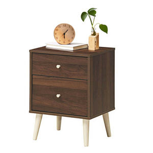 DB Freestanding Modern Bedside Nightstand <b>with</b> 2 Solid Wood Storage <b>Drawers</b> <b>Mirrored</b> Finish and Rubber Legs-for Apartments - Product Image 6