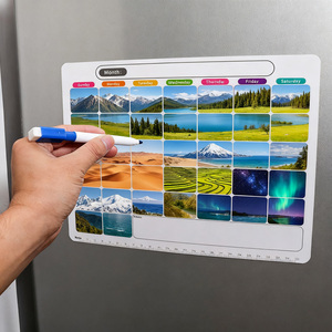 Calendrier magnétique publicitaire pour réfrigérateur, thème Forêt d'automne et <span class=keywords><strong>Coucher</strong></span> de soleil, planificateur mensuel pour la décoration intérieure - Product Image 5