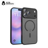 Coque de téléphone ATB durable noire semi-transparente pour iPhone 17 Pro Max, étui personnalisé avec anneau magnétique
