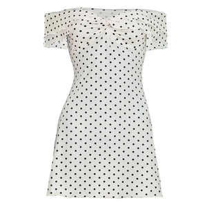 Viviblook Y26DS107 Robe d'été pour femmes Nouvelle robe moulante à pois sexy à épaules dénudées pour femmes - Product Image 4