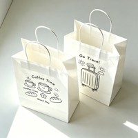Sacs en papier kraft personnalisés avec logo imprimé pour emballage alimentaire, cadeaux et produits ménagers – Blanc et brun, pas chers