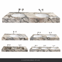 Lavabo en marbre blanc naturel Elephant |   Revêtement gris poli veiné avec protection anti-éclaboussures, adapté aux salles de bain, aux hôtels et aux villas.