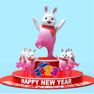 Sculpture du Lapin du Zodiaque 2023, Figurine Artistique en Plastique de Dessin Animé pour Décoration Extérieure du Nouvel An Chinois, à Poser au Sol, Lot Multi-Pièces - Product Image 2