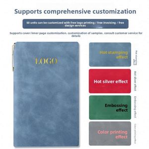 Porte-stylo A6 portable, bloc-notes personnalisé avec logo imprimé, en cuir souple, pour bureau, bloc-notes épaissi, cadeau, colle sans fil - Product Image 4