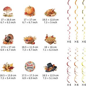 Décorations de fête suspendues en spirale pour Thanksgiving, thème automne, citrouille, feuille d'érable, <span class=keywords><strong>dinde</strong></span>, fournitures de fête, orange, marron, rouge - Product Image 3