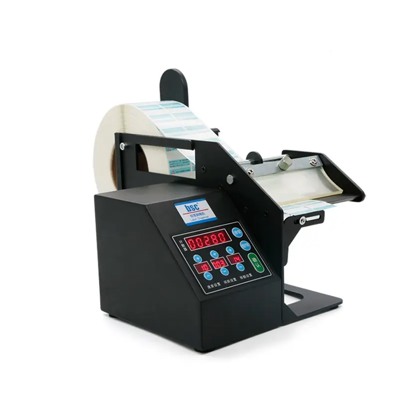 BSC 120mm sticker label dispenser with counter automatic sticker roll apply system development