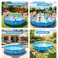 Piscine familiale hors sol ronde en PVC pour jardin, installation facile