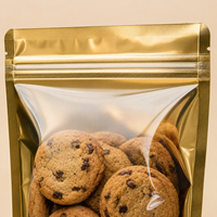 Pochette personnalisée transparente à fermeture éclair avec dos métallique pour l'emballage de snacks de boulangerie dorés – Fabricant