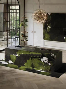 Pierre naturelle de grande taille, marbre de Jade de glace, émeraude froide, marbre vert de luxe, beauté verte, pierre naturelle - Product Image 4