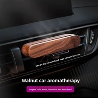 Diffuseur de parfum pour voiture en bois de noyer noir, sans parfum, rechargeable, avec clip pour grille d'aération et noyau en coton remplaçable
