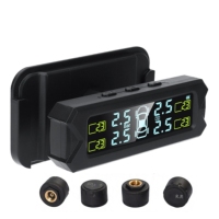 Sistema de Control de Presión de Neumáticos (TPMS) Inalámbrico con Pantalla LCD Solar, Sin Programación, Emparejamiento Rápido, Ajuste de Visibilidad, Sensor Universal para Automóvil