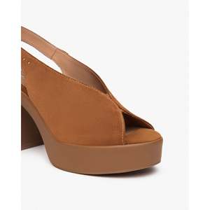 Sandales à talons pour femmes Nero Giardini E513646D en cuir marron suède, plateforme, talon haut, bout ouvert, pour l'été - Product Image 3