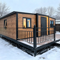 Porte d'entrée sécurisée pour maison conteneur préfabriquée, anti-humidité, démontable, 2 chambres, panneau grain de bois, cabane modulaire
