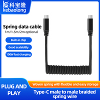 Kabel Data pegas siku PD100W kabel pengisi daya teleskopik elastis Tipe C ganda untuk sepeda motor pengisian Super cepat