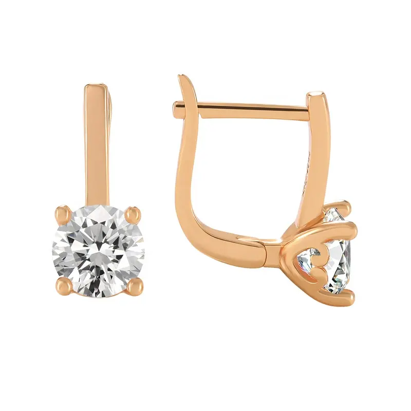 New 925 Sterling Silver Glossy Dangle Earrings 585 Vàng Cổ Điển Hình Học Trắng CZ Zircon Earring Phụ Nữ Thời Trang Fine Jewelry Quà Tặng