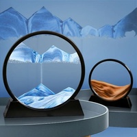 Sablier en verre 3D à sable mouvant avec paysage marin profond, artisanat de sable mouvant, design rétro nostalgique pour décoration de bureau, de maison ou cadeau